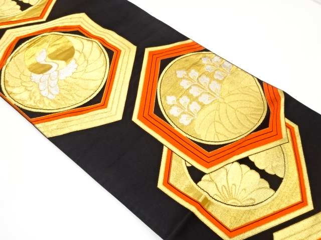 JAPANESE KIMONO / ANTIQUE FUKURO OBI / SILK / WOVEN KIKKO